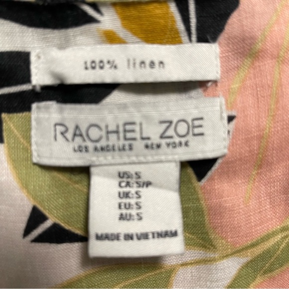 Rachel Zoe 100% Linen Tropical Floral Print Button Down Top Size SMALL - Picture 7 of 7